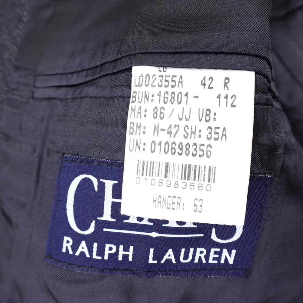 Ralph Lauren Chaps Jacket Mens 42 Gray Blue Button‎ Sport Coat LambsWool Blazer